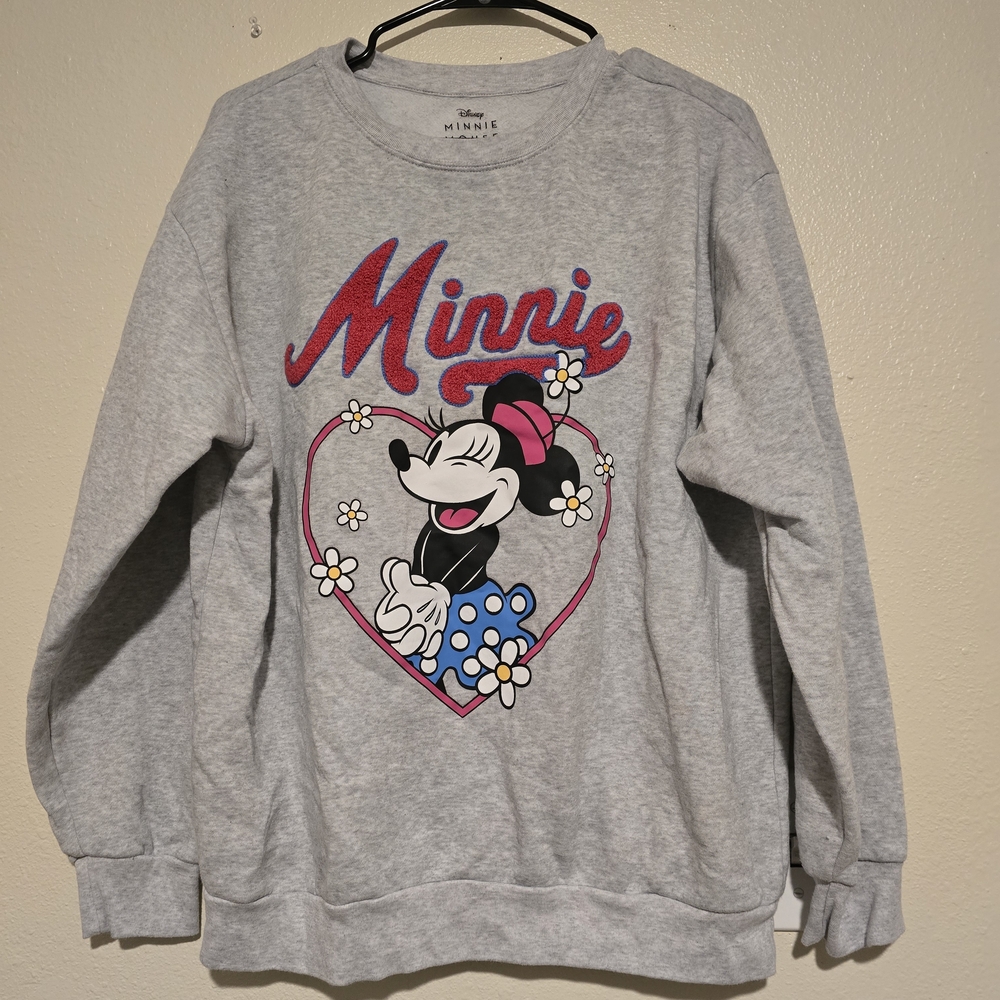 Disney Minnie Mouse Gray and Pink Sweater